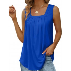 Square Neck Tank Top, Loose Casual Top For Summer & Spring, Women's Clothing