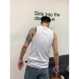 Cotton Blend Men's Solid Tank Top, Casual Comfy Vest For Summer, Men's Sleeveless Shirts Clothing Top Gym Training Workout