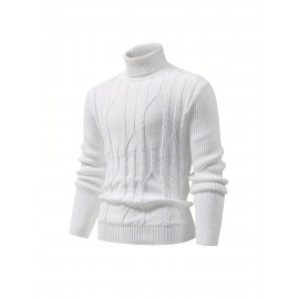 Cool Retro Knitted Sweater For Men, Men's Casual Retro Cable Pullover Hooded Knit Sweater Streetwear For Winter Fall, As Gifts