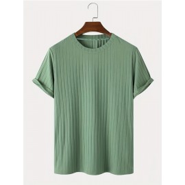 Men's Stripe Loose Casual T-Shirt, Summer Male Clothing