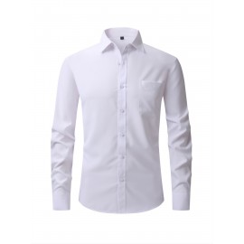 Men's Dress Shirt, Long Sleeve Button Down Lapel Slim Fit Classic Shirt For Business Best Sellers