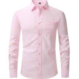 Men's Dress Shirt, Long Sleeve Button Down Lapel Slim Fit Classic Shirt For Business Best Sellers