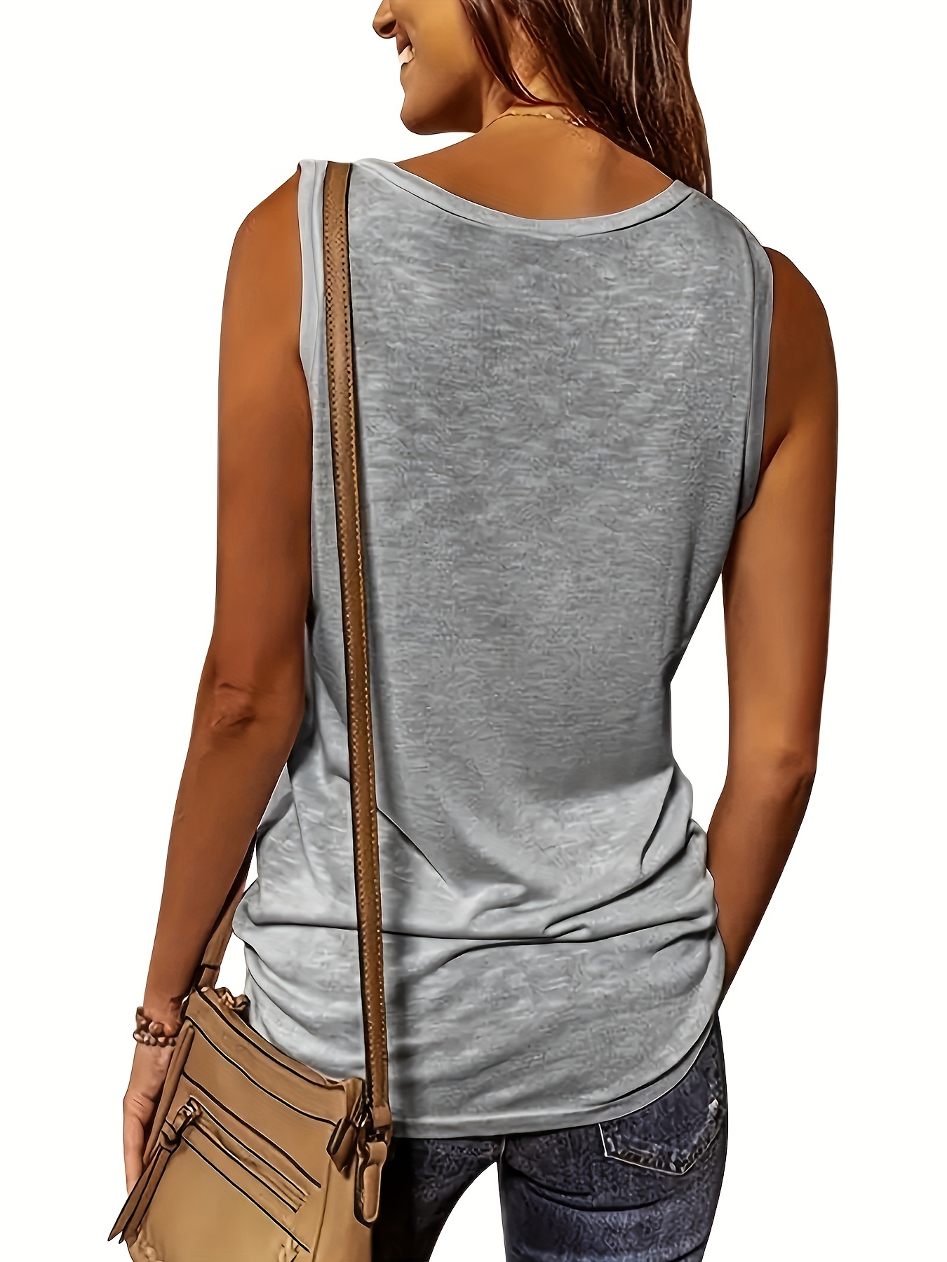 half zip solid tank top casual sleeveless summer tank top womens clothing details 1