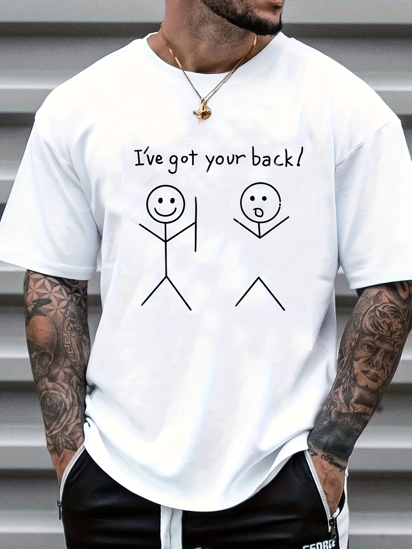 graphic t shirt, ive got your back simple drawing mens graphic t shirt casual comfy tees for summer details 0