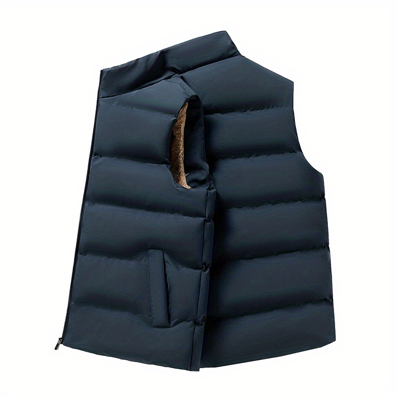 vest, mens warm fleece stand collar winter vest for outdoor activities details 9