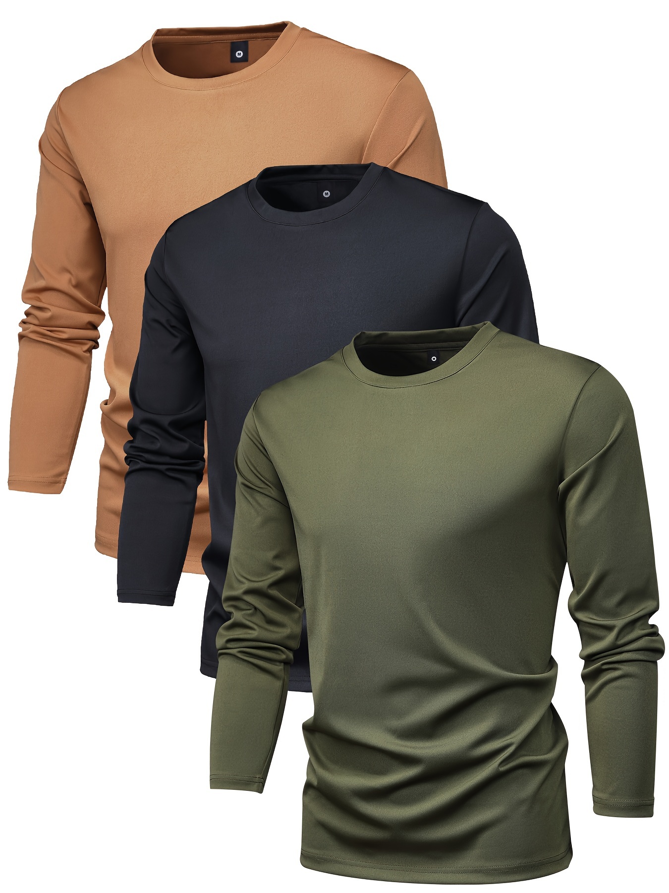 3pcs mens crew neck long sleeve active t shirt tee casual comfy shirts for spring summer autumn mens clothing tops details 57