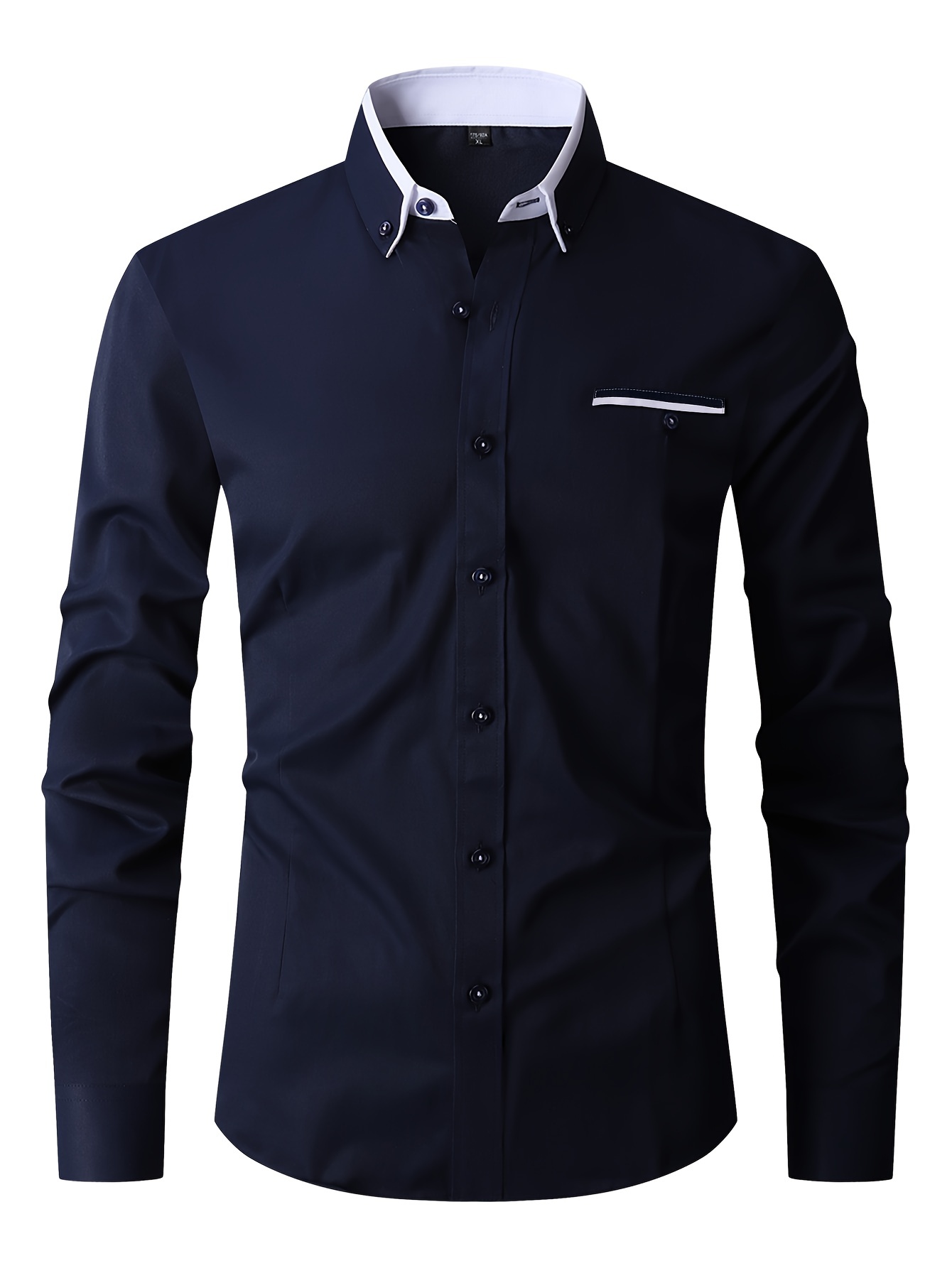 mens formal classic design button up shirt male clothes for spring and fall business occasion details 18